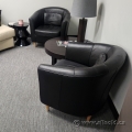 Black Leather Bucket Style Reception Chair